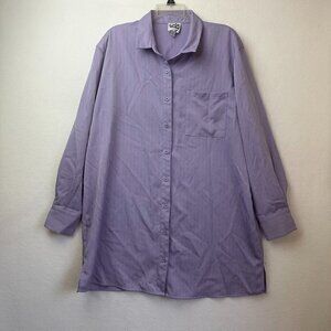 Lola May Lavender Pinstripe Longline Button Down Shirt Tunic Purple‎ Size 14